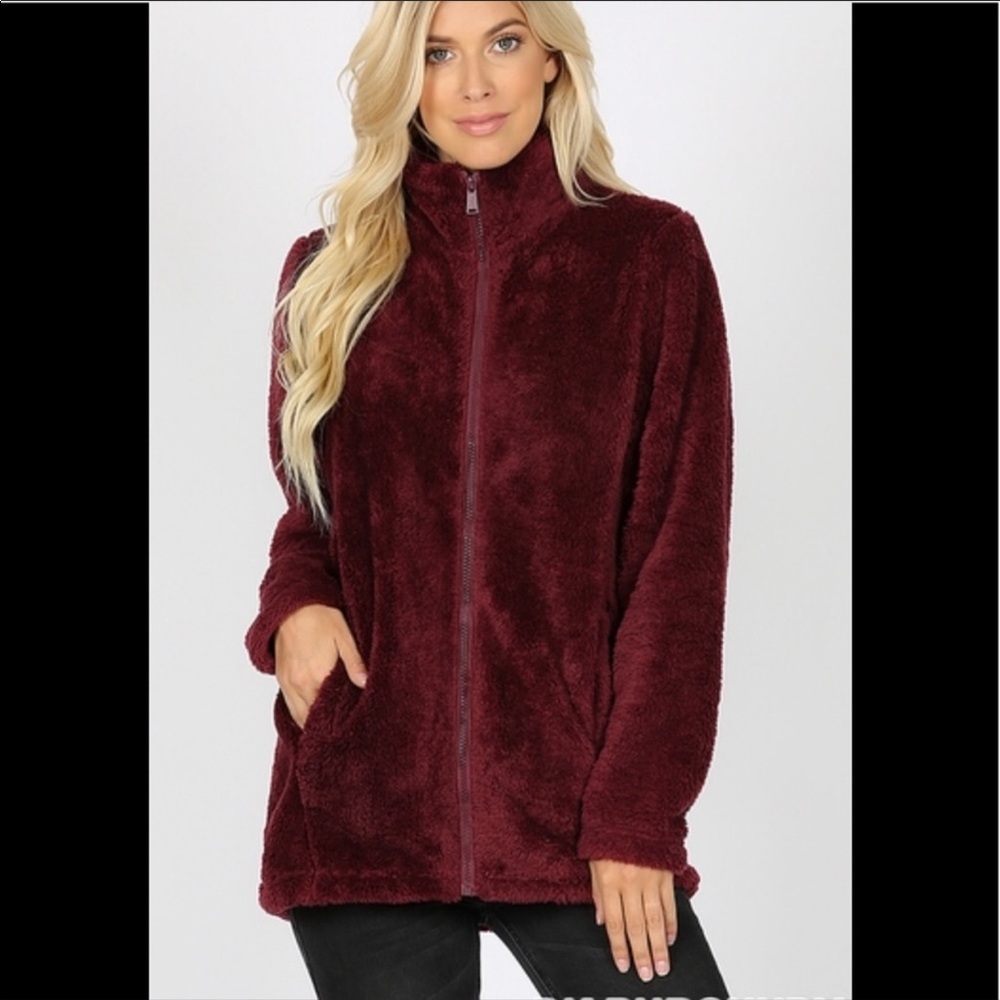 New Soft Wine Sherpa Jacket